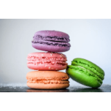 Macaron - Macaron is a French pastry made with almond flour, egg whites, and sugar. It has a delicate, crispy exterior and a soft, chewy interior. It comes in a variety of flavors and colors.