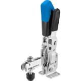 AMF 6800SE - Vertical toggle clamp with safety latch with open clamping arm and horizontal base