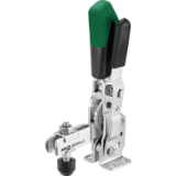 AMF 6800SG - Vertical toggle clamp with safety latch with open clamping arm and horizontal base