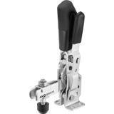AMF 6800ST - Vertical toggle clamp with safety latch with open clamping arm and horizontal base