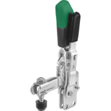 AMF 6802SG - Vertical toggle clamp with safety latch with open clamping arm and vertical base