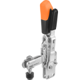 AMF 6802SJ - Vertical toggle clamp with safety latch with open clamping arm and vertical base