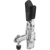 AMF 6802ST - Vertical toggle clamp with safety latch with open clamping arm and vertical base