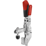 AMF 6803S - Vertical toggle clamp with safety latch with open clamping arm and angled base
