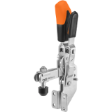 AMF 6803SJ - Vertical toggle clamp with safety latch with open clamping arm and angled base