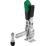 AMF 6804SG - Vertical toggle clamp with safety latch with solid clamping arm and horizontal base.