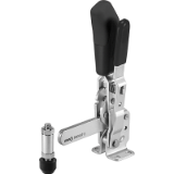 AMF 6804ST - Vertical toggle clamp with safety latch with solid clamping arm and horizontal base.