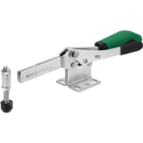 AMF 6834SG - Horizontal toggle clamp with safety latch. With solid clamping arm and horizontal base.