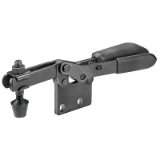 AMF 6832BS - Horizontal toggle clamp with safety latch, black, open clamping arm and horizontal base