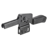 AMF 6835B - Horizontal acting toggle clamp with open clamping arm and horizontal base