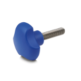 GN5342 - Tristar knobs, detectable, FDA compliant plastic, threaded stud Stainless Steel