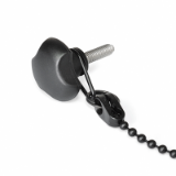 GN5342.13 - Tristar knobs with loss protection, threaded stud Stainless Steel, with plastic ball chain