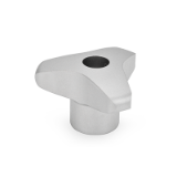GN5345 - Stainless Steel-Three-lobe knobs, Type D, with threaded through bore