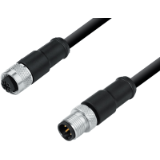 Connection cable female cable connector - male cable connector, TPE black, shielded