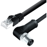 Connection cable male angled connector M12x1 - RJ45, TPE black, shielded