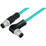 Connection cable male cable connector M12x1 - male angled connector M12x1, TPE blue-green, shielded