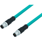 Connection cable male cable connector M12x1 - male cable connector M12x1, TPE blue-green, shielded