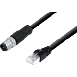 Connection cable male cable connector M12x1 - RJ45, TPE black, shielded