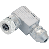 Female angled connector, CAT 5, screw clamp connection, with shielding ring, cable aperture 6-8mm, shieldable, UL