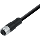 Female cable connector, TPE black, overmolded, shielded