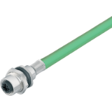 Female panel mount connector, PROFINET, PUR green, front fastened, M16, shielded