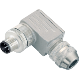 Male angled connector, CAT 5, screw clamp connection, with shielding ring, cable aperture 4-6mm, shieldable, UL