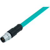 Male cable connector, TPE blue-green, shielded, UL