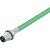 Male panel mount connector, PROFINET, PUR green, front fastened, PG9, shielded