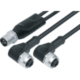 Male duo connector M12 x 1 – 2 female angled connectors M12 x 1