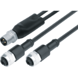 Male duo connector M12 x 1 – 2 female cable connectors M12 x 1
