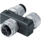 Twin distributor, 1:1 wiring, female connector M12 x 1 – male/female connector M12 x 1