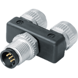 Twin distributor, 1:1 wiring, male connector M12 x 1 – 2 female connectors M12 x 1