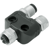 Twin distributor, female connector M12 x 1 – male/female connector M12 x 1