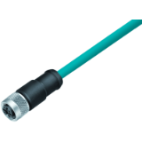 Female cable connector, overmolded, shielded, TPE blue-green