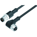 Male cable connector M12 x 1 – female angled connector M12 x 1