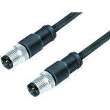 male cable connector M12x1 - male cable connector M12x1, 360° shielding, TPE black