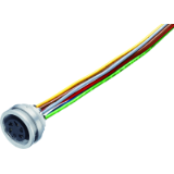 Female panel mount connector, with single wires (200 mm), AWG 22