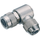 Female angled connector 360° EMI protected, shieldable