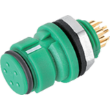 Female panel mount connector, green