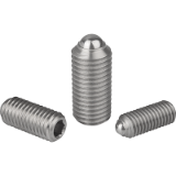 B0017 - Spring plungers with hexagon socket and ball, stainless steel