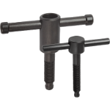 B0130 - T-thrust screws with fixed or sliding T-bar, DIN 6304 or DIN 6306