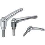 B0248 - Clamping levers with protective cap with external thread, stainless steel