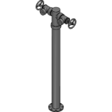 Hydrant Pipe Riser Kit wSplit T-Head, RG Qld Valves & Caps 100TE x 1600 (Galv & Painted)