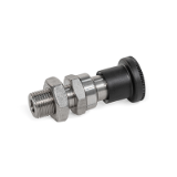 GN 824 - Indexing Plungers, Stainless Steel, with Chamfered Pin, Type CK with rest position, with lock nut