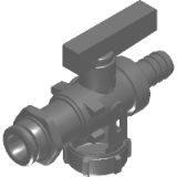KFE Ball Valve with Male Thread, Long Version with Hose Connection
