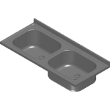 Satin stainless steel double lay-on laundry sink 120x55 cm