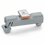 790-110 - Carrier with grounding foot, parallel to carrier rail, 15 mm long, Cu 10 mm x 3 mm, suitable for 790-108 shield clamping saddles