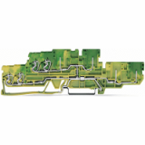 870-137 - Morsetto di base a due piani, 4 conduttori/4 pin, Morsetto per conduttore di terra 4 conduttori/4pin, 2.5 mm², PE, collegamento a ponte interno, per guida DIN 35 x 15 e 35 x 7.5, CAGE CLAMP®
