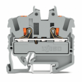 2252-1201 - Mini-borna de paso para 2 conductores, con tecla, 2,5 mm², con orificio de prueba, Marcaje lateral y central, para carril DIN 15, Push-in CAGE CLAMP®